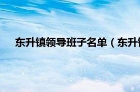 东升镇领导班子名单（东升镇 黑龙江省伊春市伊美区辖镇）