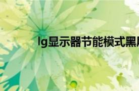 lg显示器节能模式黑屏怎样唤醒（LG显示器）