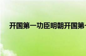 开国第一功臣明朝开国第一功臣（王真 明朝开国功臣）