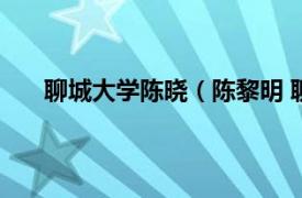 聊城大学陈晓（陈黎明 聊城大学教师教育学院院长）