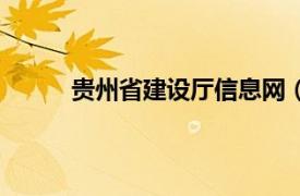 贵州省建设厅信息网（贵州省政府建设厅公报）