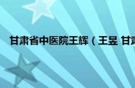 甘肃省中医院王辉（王昱 甘肃中医药大学附属医院主任医师）