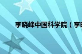 李晓峰中国科学院（李晓龙 中国科学院副研究员）