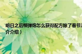 明日之后榴弹炮怎么获得配方除了春节活动（明日之后怎么快速获得榴弹炮相关内容简介介绍）