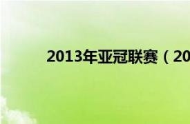 2013年亚冠联赛（2013赛季亚足联冠军联赛）