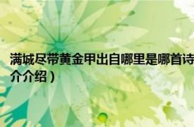 满城尽带黄金甲出自哪里是哪首诗（满城尽带黄金甲出自哪首诗相关内容简介介绍）