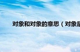 对象和对象的意思（对象是什么意思相关内容简介介绍）