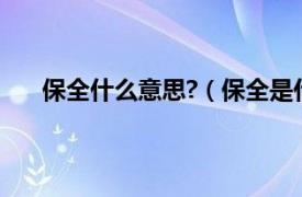 保全什么意思?（保全是什么意思相关内容简介介绍）