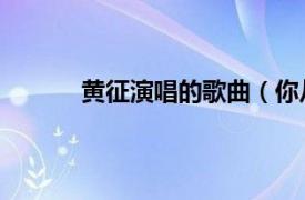 黄征演唱的歌曲（你从哪里来 黄征演唱歌曲）