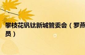 攀枝花钒钛新城管委会（罗燕 攀枝花钒钛高新区 钒钛新城工委委员）