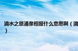 滴水之恩涌泉相报什么意思啊（滴水之恩涌泉相报的意思相关内容简介介绍）