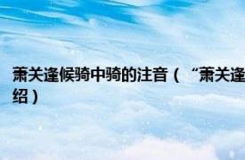 萧关逢候骑中骑的注音（“萧关逢候骑”的“骑”字怎么读相关内容简介介绍）