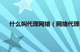 什么叫代理网络（网络代理是什么意思相关内容简介介绍）