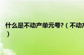 什么是不动产单元号?（不动产单元号是啥意思相关内容简介介绍）