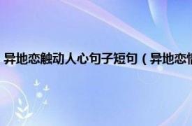 异地恋触动人心句子短句（异地恋情侣触动人心的句子相关内容简介介绍）