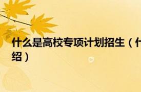 什么是高校专项计划招生（什么是高校专项计划相关内容简介介绍）