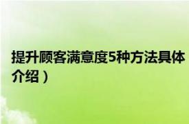 提升顾客满意度5种方法具体（如何提高客户满意度相关内容简介介绍）