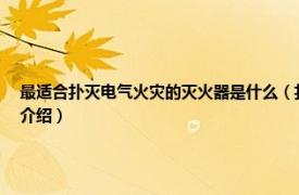 最适合扑灭电气火灾的灭火器是什么（扑灭电气火灾应该选用什么灭火器相关内容简介介绍）