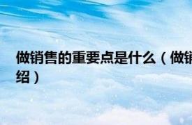 做销售的重要点是什么（做销售最重要的是什么相关内容简介介绍）