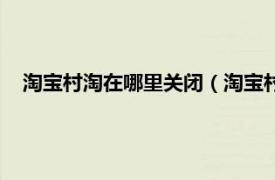 淘宝村淘在哪里关闭（淘宝村淘怎么关闭相关内容简介介绍）