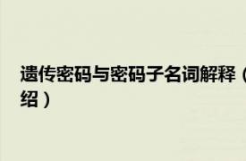 遗传密码与密码子名词解释（遗传密码名词解释相关内容简介介绍）