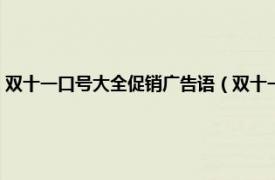 双十一口号大全促销广告语（双十一促销广告语有哪些相关内容简介介绍）