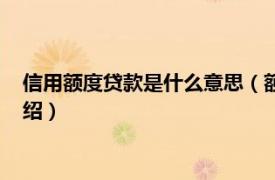 信用额度贷款是什么意思（额度信贷是什么意思相关内容简介介绍）