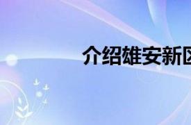 介绍雄安新区片区相关内容