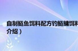 自制鲢鱼饵料配方钓鲢鳙饵料（自制鲢鱼饵料配方相关内容简介介绍）