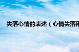 失落心情的表述（心情失落用一句话表达相关内容简介介绍）