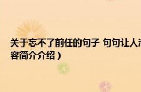 关于忘不了前任的句子 句句让人潸然泪下（忘不了前任的唯美句子相关内容简介介绍）