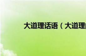 大道理话语（大道理的话相关内容简介介绍）