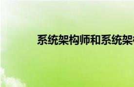 系统架构师和系统架构设计师（架构设计师）