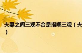 夫妻之间三观不合是指哪三观（夫妻三观不合是什么意思相关内容简介介绍）