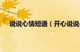 说说心情短语（开心说说心情句子相关内容简介介绍）