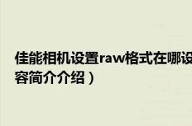 佳能相机设置raw格式在哪设置?（相机怎么设置raw格式相关内容简介介绍）