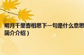 明月千里寄相思下一句是什么意思（千里明月寄相思下一句是什么相关内容简介介绍）