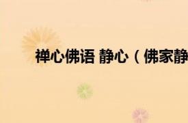 禅心佛语 静心（佛家静心禅语相关内容简介介绍）