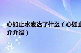 心如止水表达了什么（心如止水放在感情上什么意思相关内容简介介绍）