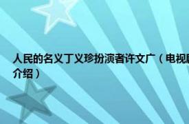 人民的名义丁义珍扮演者许文广（电视剧人民的名义丁义珍的扮演者是谁相关内容简介介绍）