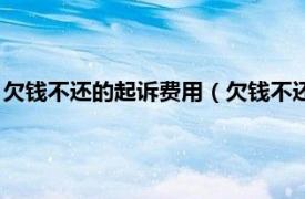 欠钱不还的起诉费用（欠钱不还起诉费用标准相关内容简介介绍）