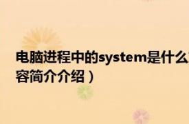 电脑进程中的system是什么东西（电脑的system是什么相关内容简介介绍）