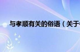 与孝顺有关的俗语（关于孝的俗语相关内容简介介绍）