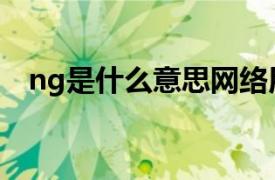 ng是什么意思网络用语（ng是什么意思）