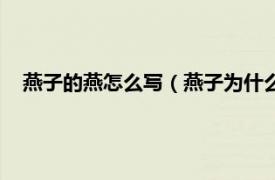 燕子的燕怎么写（燕子为什么把幼燕扔掉相关内容简介介绍）