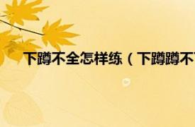 下蹲不全怎样练（下蹲蹲不下去怎么练相关内容简介介绍）