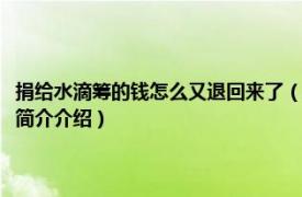 捐给水滴筹的钱怎么又退回来了（我捐的水滴筹退回来了怎么回事相关内容简介介绍）