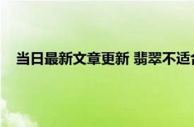 当日最新文章更新 翡翠不适合什么体质人佩戴 这类人要避免