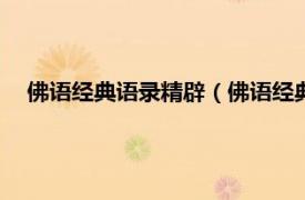 佛语经典语录精辟（佛语经典语录100条相关内容简介介绍）