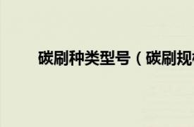 碳刷种类型号（碳刷规格型号相关内容简介介绍）